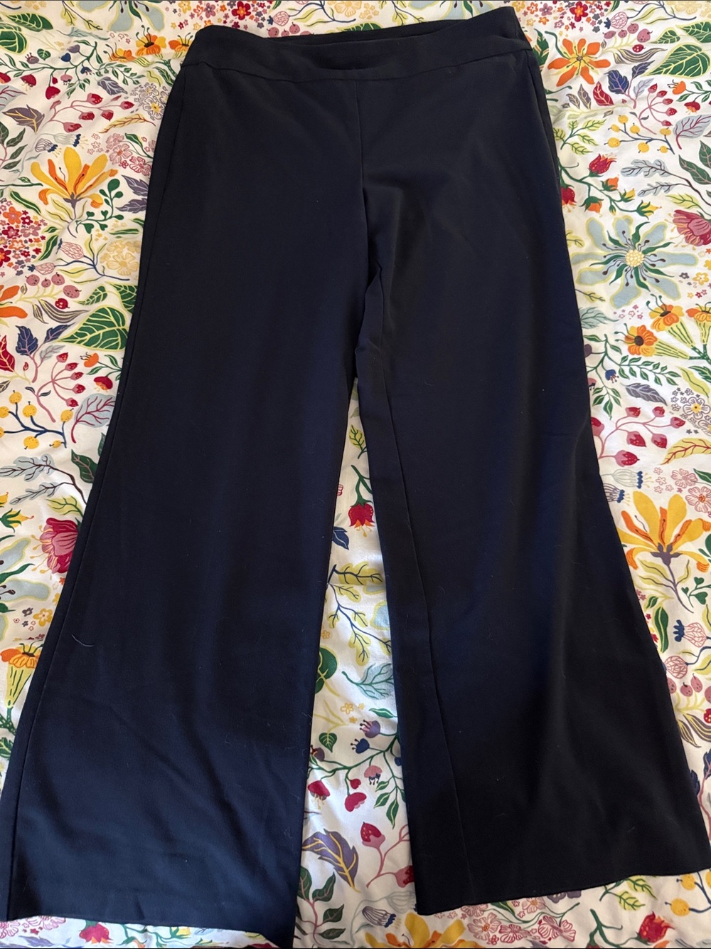 Roz & Ali Navy Blue Wide-Leg Pull-On Pants